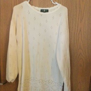 Hunts Club White Long Sweater Large